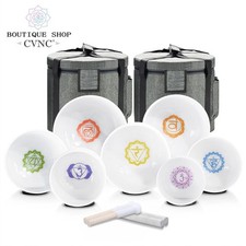 CVNC 432Hz Set  Chakra 6-12" 7pcs Crystal Singing Bowl Sound Healing Bath Reiki
