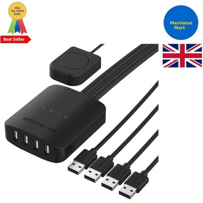 4-Port USB Switch Selector für mühelose gemeinsame Nutzung zwischen 4 PCs - Schwarz