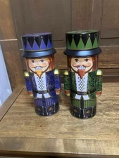 Bonnie And Pop Nutcracker Christmas Decorative Tins 9.5" New York Blue And Green