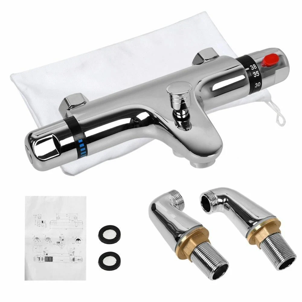 Bathroom Thermostatic Bath Shower Mixer Taps Deck Mounted Chrome Valve Bar Tap➤➤