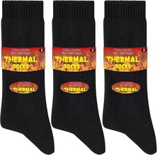 Warm Thermal Socks for Men Women, Full Cushion Winter Socks, Crew Length Black