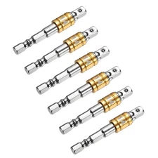 6pcs 1/4" Impact Driver Socket Adapter Extension Set Silver-Yellow