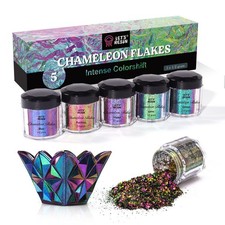 Chameleon Flakes, Resin Supplies -Intense Color Shift Pigment Powder for Resi...