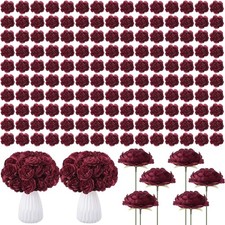 400 Pcs Flowers Long Stem Artificial Rose Bulk, 3.2 Inches Silk Rose Head Flower