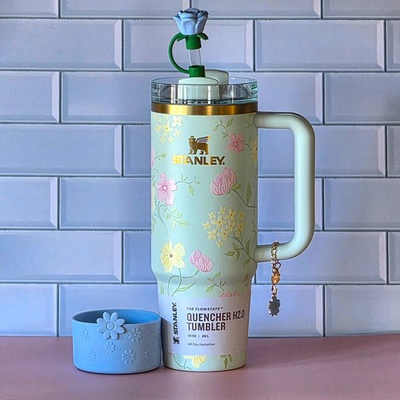 #ad #ad NEW Stanley 30oz Quencher Spring Blossoms Rose Topper Matching Boot Charm $49.99