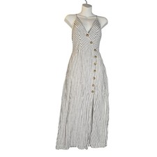 Urban Outfitters Women Small Button Front Midi Dress Beach Vacation Coastal Chic