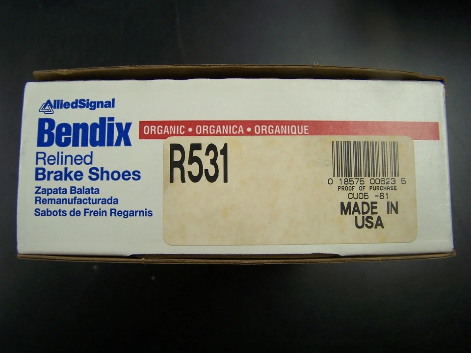 Zapatas de freno traseras Bendix USA R531 revestidas para Toyota Tercel Foto 2 de 4