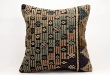Kilim Pillow Cover, 20x20 in, Decorative Sofa Cushion, Handmade Boho Pillow