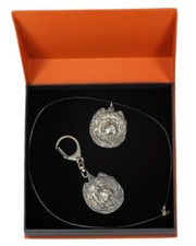 Chow Chow - necklace, keyring, set with a dog in orange box, Art Dog UK