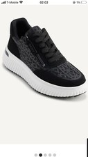 DKNY Womens Black LISSA LACE UP Zipper Platform Logo SNEAKERS Sz 9.5 New