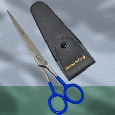 Easy Grip Hair Cutting and Trimming Scissors 7 In Blue Handle No Finger Rest