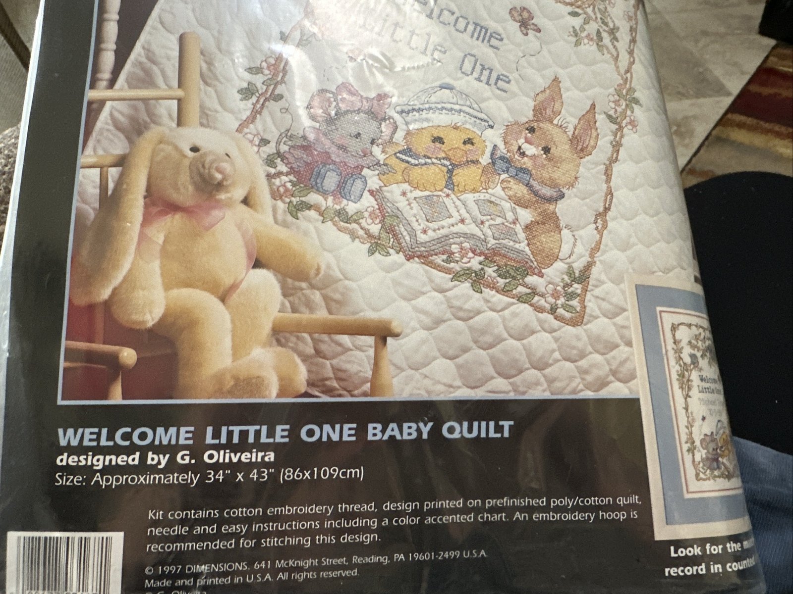 Dimensions Baby Quilt Kit Stamped Cross Stitch Welcome Little One Oliveira 3167