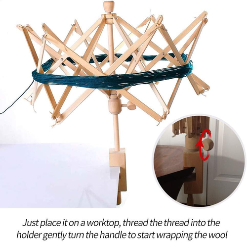 Wooden Umbrella Swift Yarn Winder Holder, Umbrella Bobbin Winder 24" Wooden Yarn - Picture 6 of 7