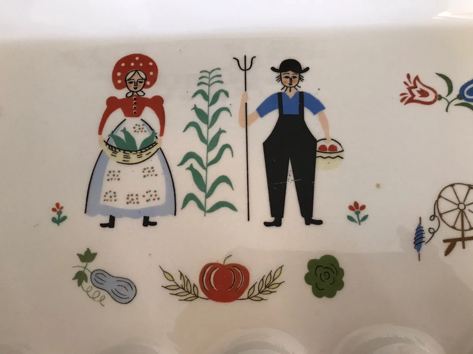 Bandeja de huevos dividida vintage de arte popular Pennsylvania holandesa Amish 15,5x13 Foto 2 de 4