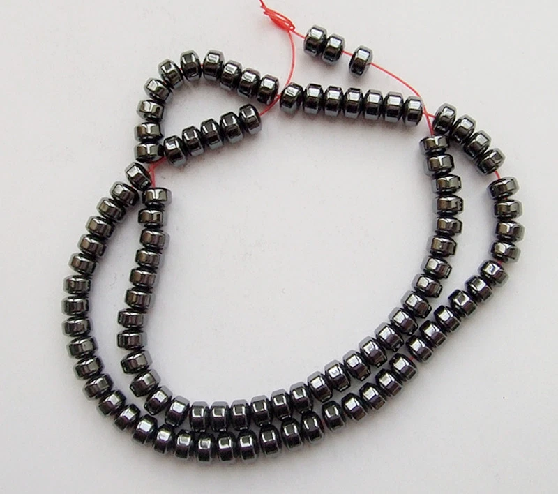 1filo/100pz perline pietre ematite 6x4mm colore nero foro 1mm bijoux