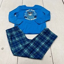 Cat Jack Blue Graphic Print Plaid 2 Piece Set Boys Size XS 4/5 NEW