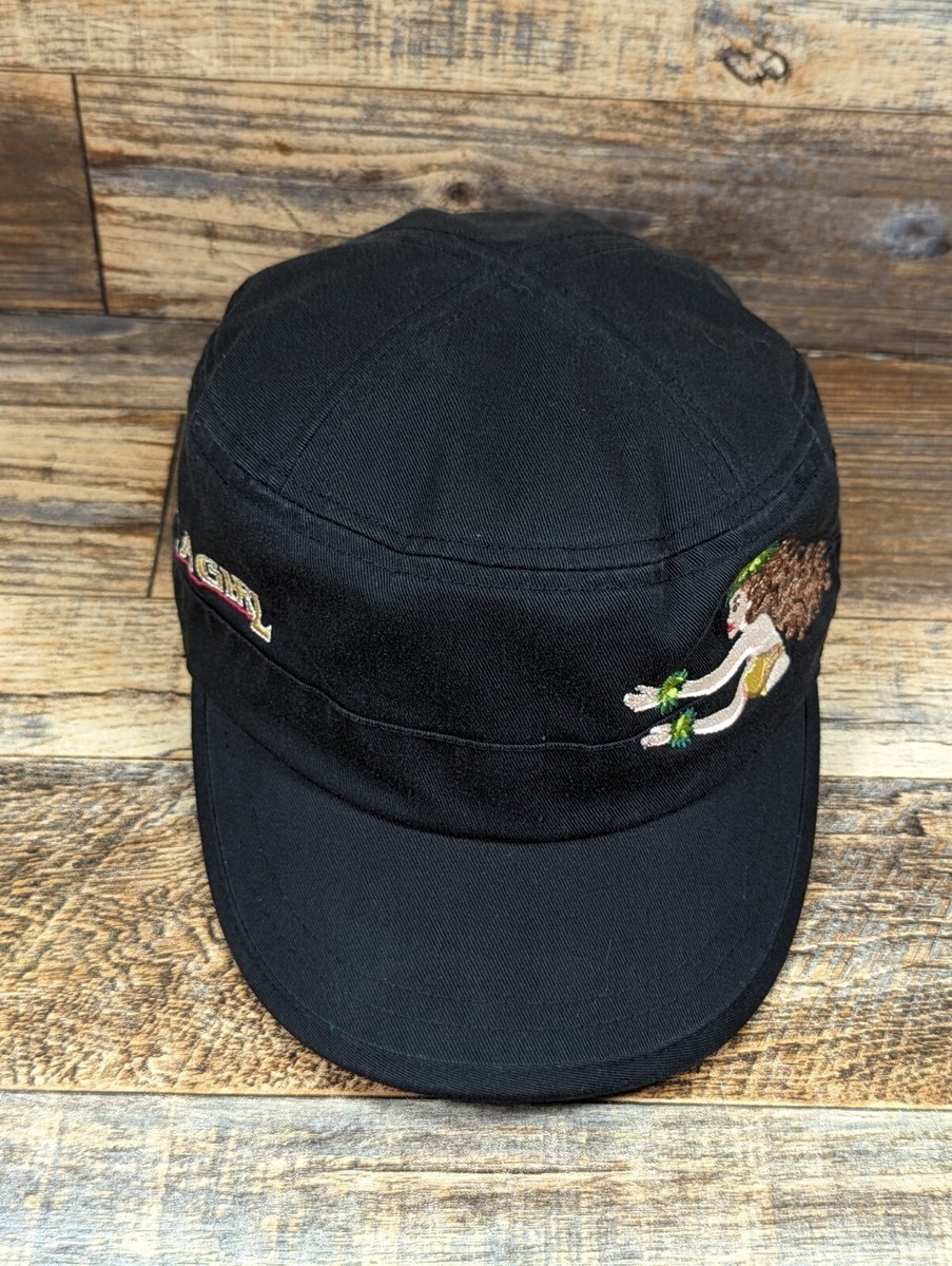 Hula Girl Embroidered Adjustable Black Hat Cap | eBay