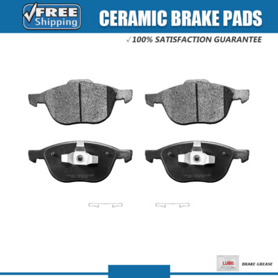 Front Ceramic Brake Pads w/Hardware for Ford Focus Mazda 3 5 Volvo C30 C70 S40