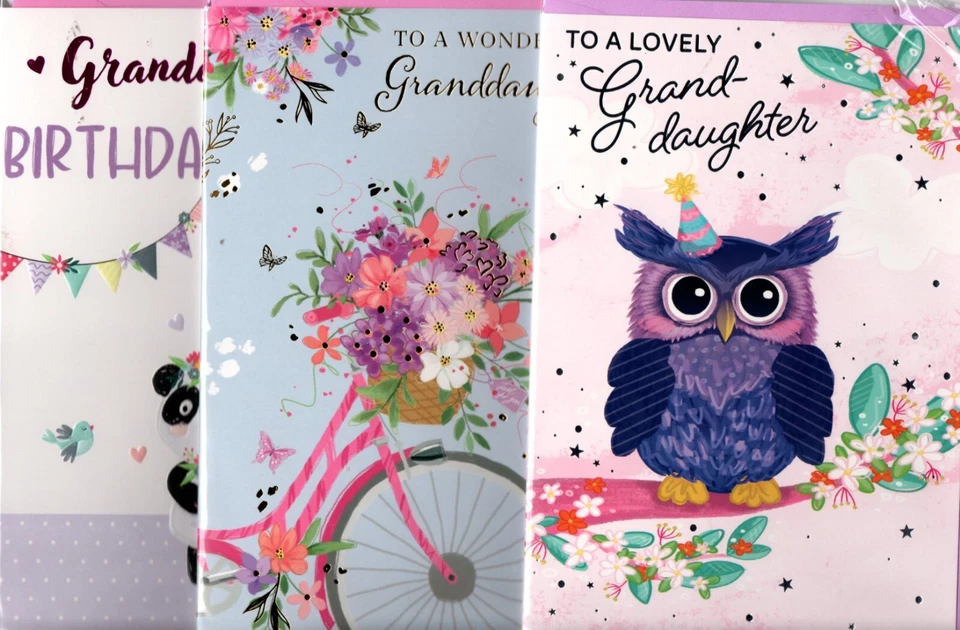 POPPY HILL Granddaughter Birthday Card Choice All Ages Lovey Verses 7"x5"