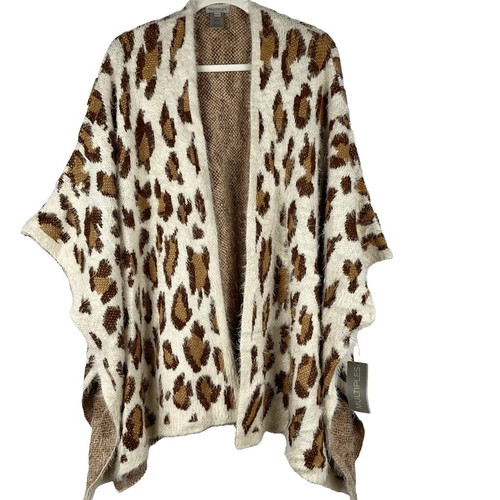 Ameri Vintage Reversible Boa Poncho Coat Womens Free Size #FD BHA