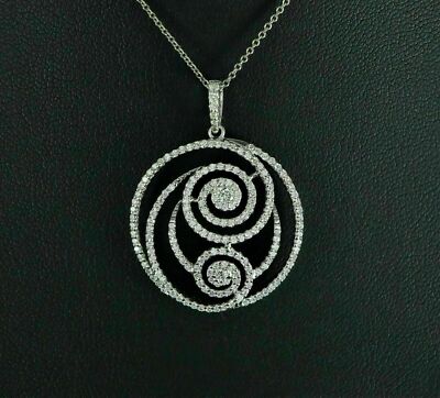 2Ct Lab Created Diamond Swirl Wedding Cluster Pendant 14K White Gold Plated