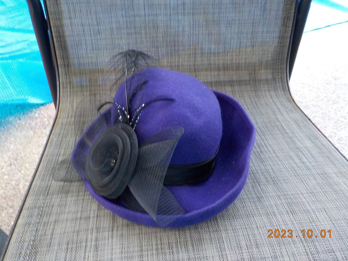 Vintage purple wool hat Vintage Purple Fuzzy Knit Beanie Hat – Ian Drummond Vintage main image 4
