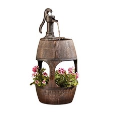 Serenity Traditional Pump Barrel Water Feature Flower Planter Outdoor H88cm