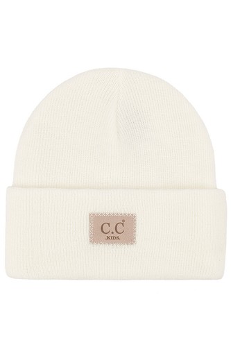 C.C Exclusive Kids Children's Classic Ribbed Beanie With C.C Suede Patch - Picture 5 of 12