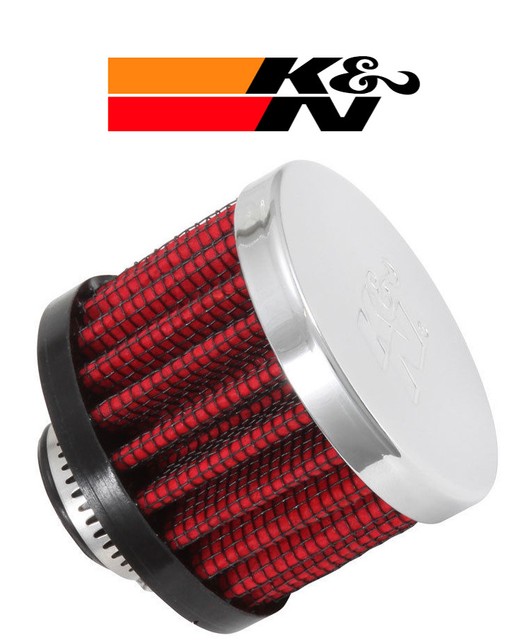 K&N CRANKCASE VENT AIR FILTER BREATHER 3/8" FEMALE CHROME TOP 621320