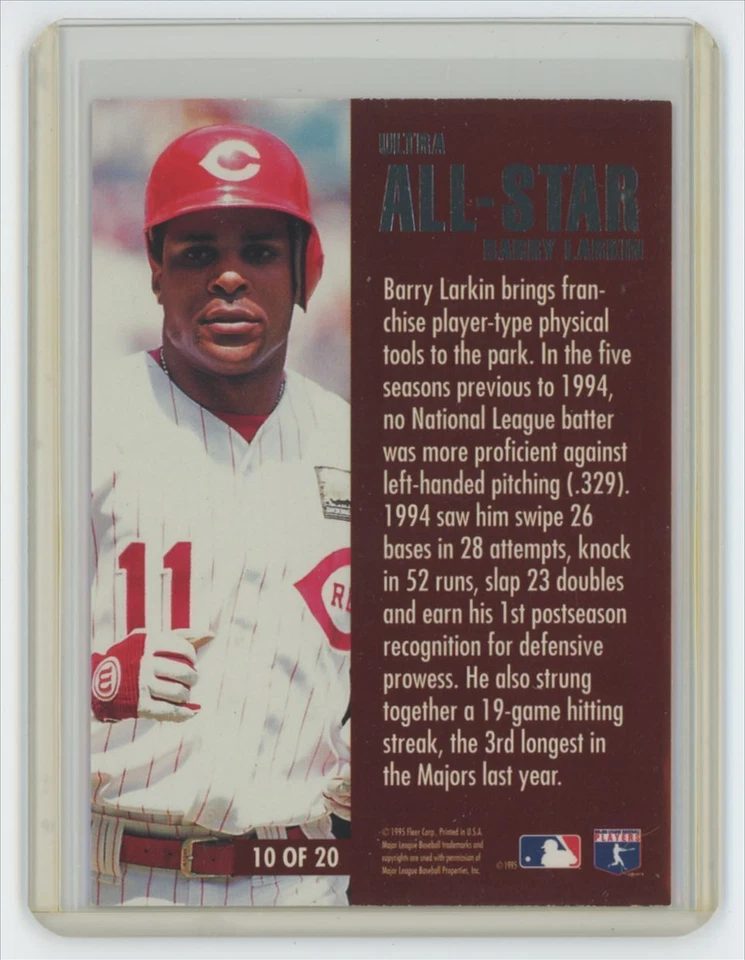 1995 Fleer Ultra Barry Larkin . Cincinnati Reds #10 - Image 2 of 2