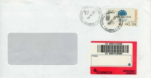 Etiquetas postales y ATMs de España de 1976 a 2001 sobre