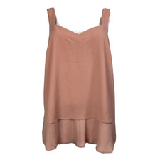 NWT Banana Republic Shirt Womens Sz M Mauve V-Neck Layered Ruffle Chiffon Tank