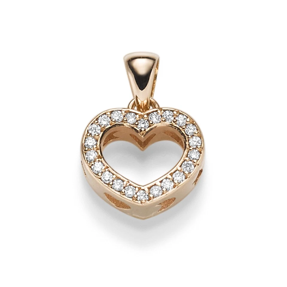 Anhänger 11,5x15,5mm Herz mit 22 Diamanten Brillanten 0,13ct. 750 Gold Rotgold - Bild 1 von 1