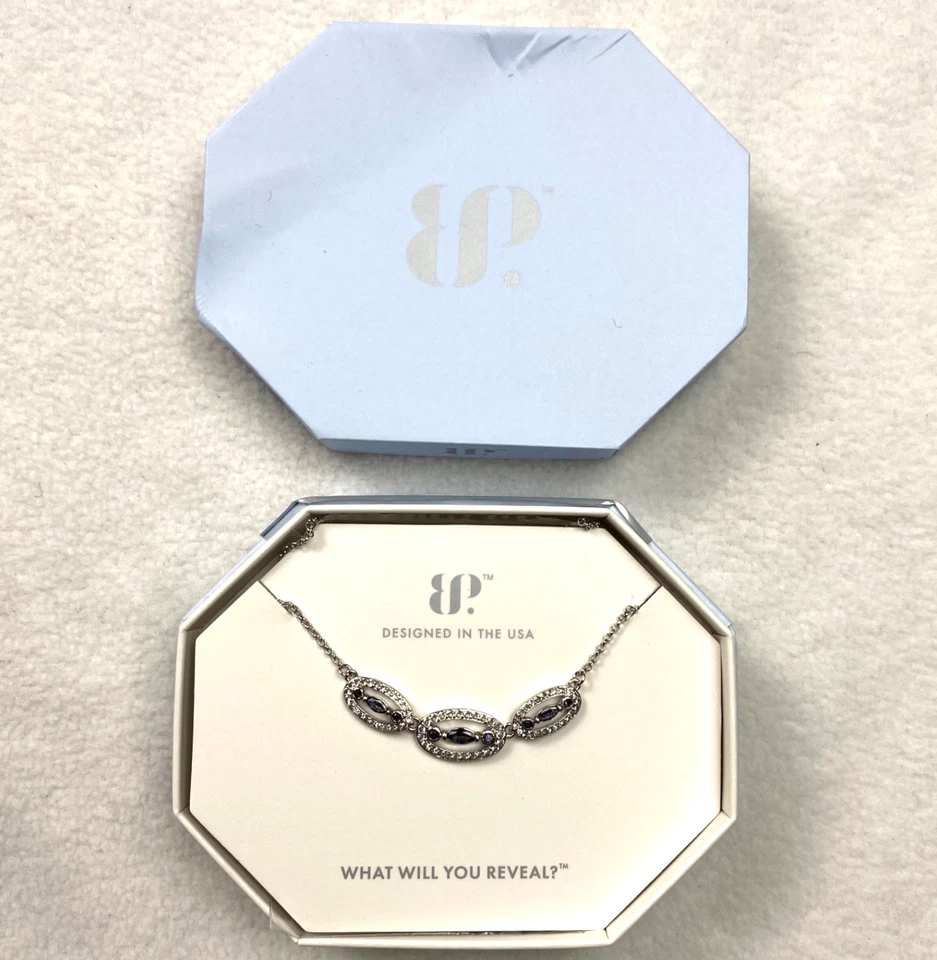 "Collar BP Bomb Party cristal de hielo negro chapado en rodio RBP8324 18"" NUEVO CON ETIQUETAS Foto 2 de 4