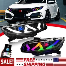 TT-ABC RGB LED Headlights Lamp W/DRL Turn KIT For Honda Civic 2016-2021 10th Gen