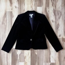 Vintage Velvet Blazer Jacket Women's 12 New NWT Black Festive Vamp Dark Feminine
