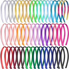 50 Pieces Girls Headbands 1Cm DIY Craft Headband Colorful Satin Headbands for Gi