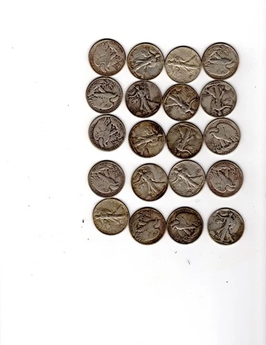 SILVER WALKING LIBERTY HALVES (20 COINS)