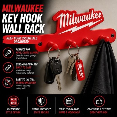 Milwaukee Werkzeugkoffer Schlüsselring Kleiderhakenhalter Wandregal Werkzeugaufbewahrung Aufhänger M18