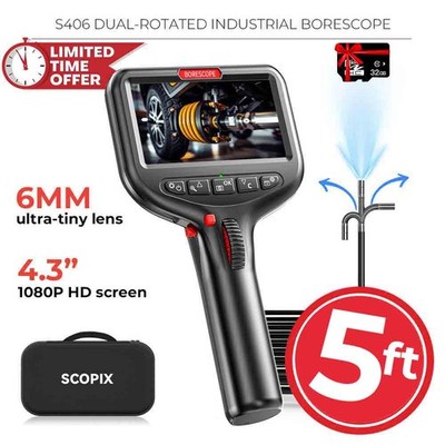 5FT  Endoscope 2-Way 360° Inspection Camera Articulating Borescope Semi Rigid