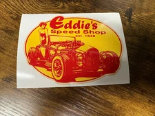 Eddie's Speed Shop Vintage Style DECAL, Vinyl STICKER, racing, hot rod, rat rod