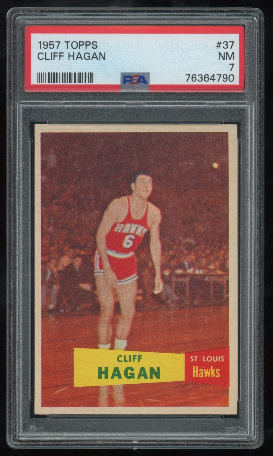 1957-58 Topps Cliff Hagan Rookie #37 PSA 7 - St. Louis Hawks - HOF RC