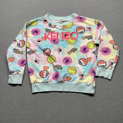 Kenzo Girls Light Turquoise Jilina Cali Party Sweatshirt Size 8A/128 Rare!!!