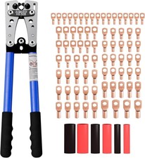 Battery Cable Lug Crimping Tool Kit for AWG 8-1/0 Electrical Lug Crimper with 60