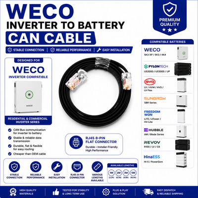 WECO INVERTER TO BATTERY CAN CABLE - PYLONTECH BYD FREEDOM SUNGROW BATTERY