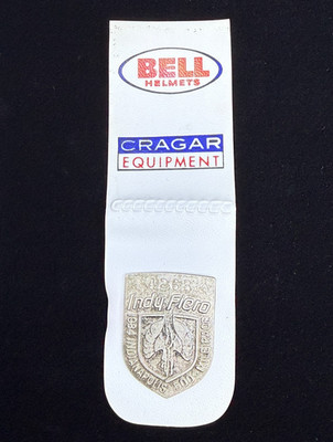 Vintage 1984 Indy 500 Silver Pit Badge with Bell Helmets Cragar Belt Loop #4263