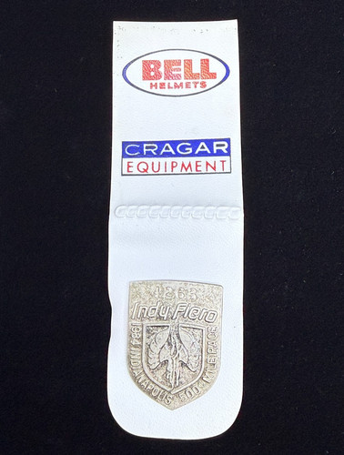 Vintage 1984 Indy 500 Silver Pit Badge with Bell Helmets Cragar Belt Loop #4263