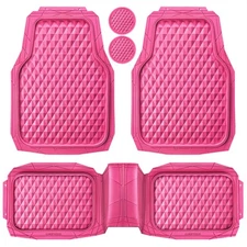Car Floor Mats Rubber Hot Pink, Universal Fit, CAR PASS® Superb