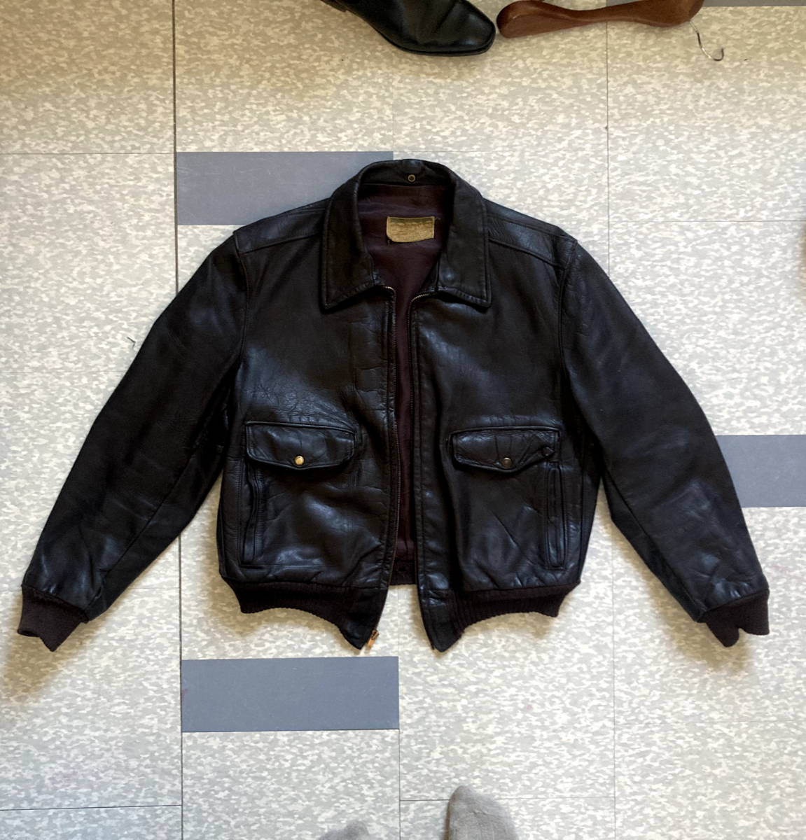 40s A-2 レザージャケット 民間 キルティング ヴィンテージ 検 50s Vtg 40s 50s California Sportwear Horsehide A-2 Jacket Talon Zip LA