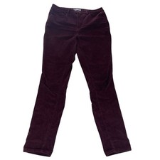 Ann Taylor Loft curvy high waist skinny corduroy pants jeans burgundy size 2 /26